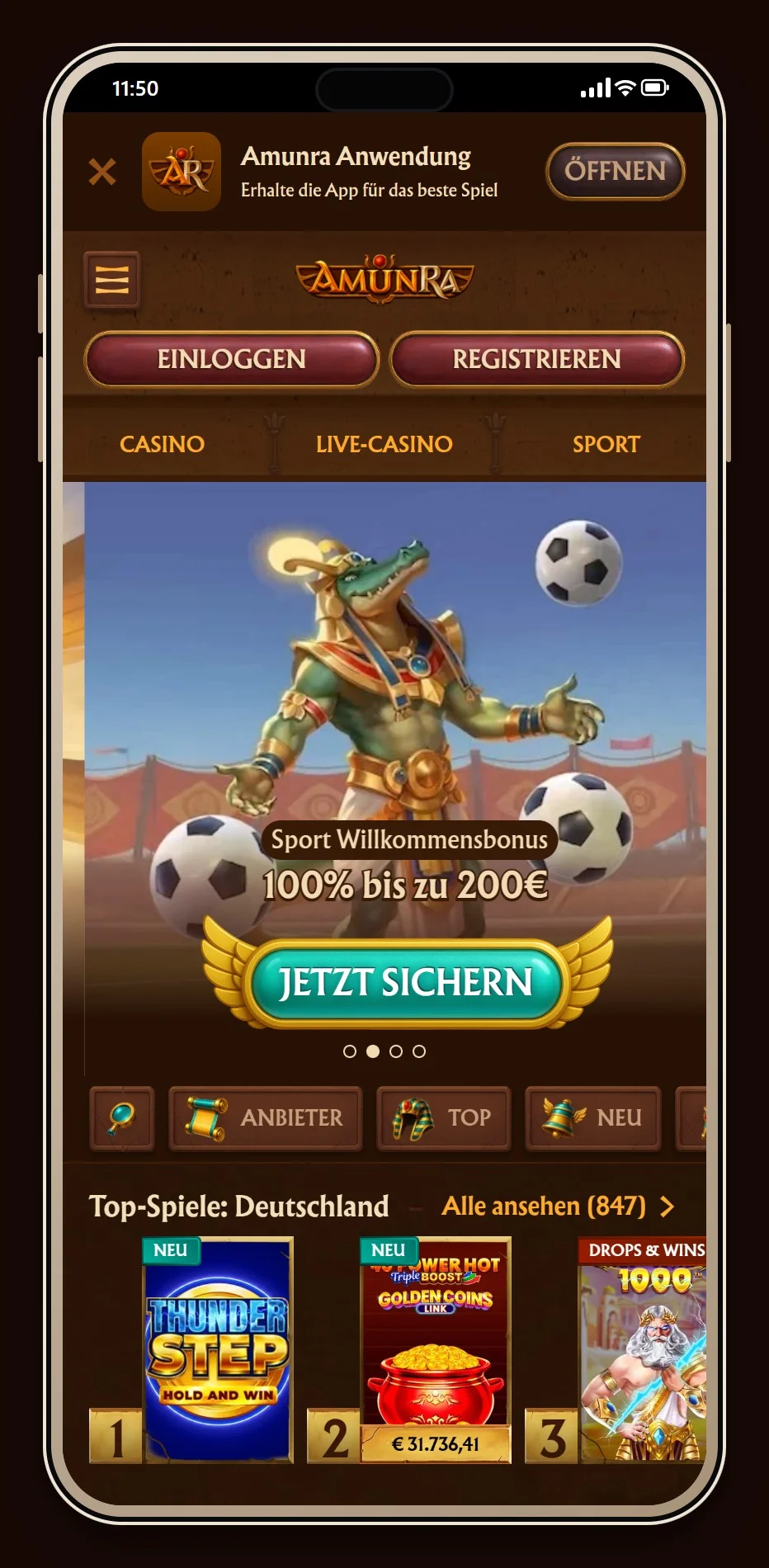 muchbetter casino: Startseite von AmunRa