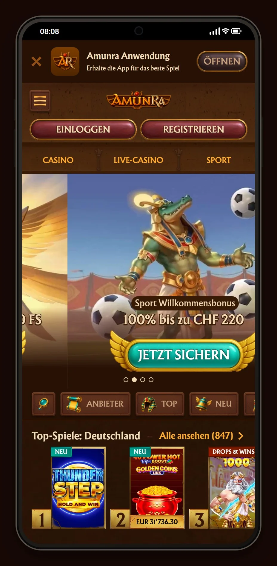 muchbetter casino: Startseite von AmunRa