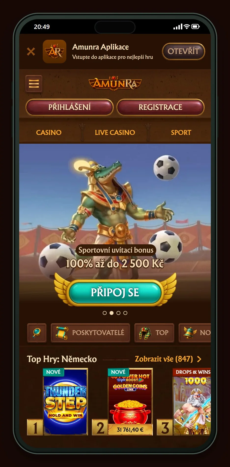 MuchBetter casino: úvodní stránka AmunRa