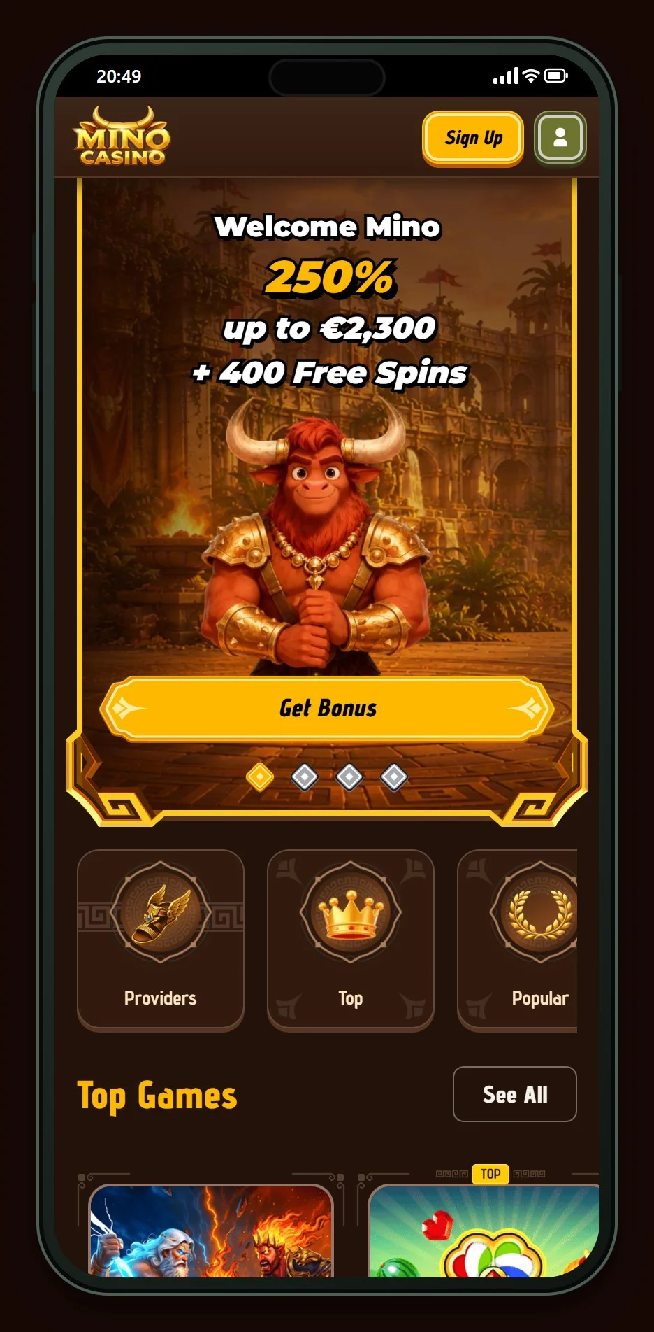 kasina s MuchBetter: lobby kasina Mino Casino