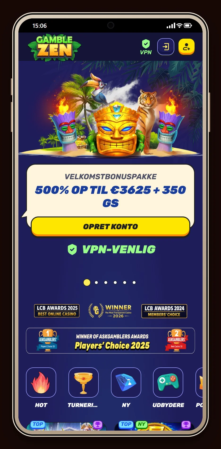 casino med muchbetter: forsiden på casinoet Gamblezen