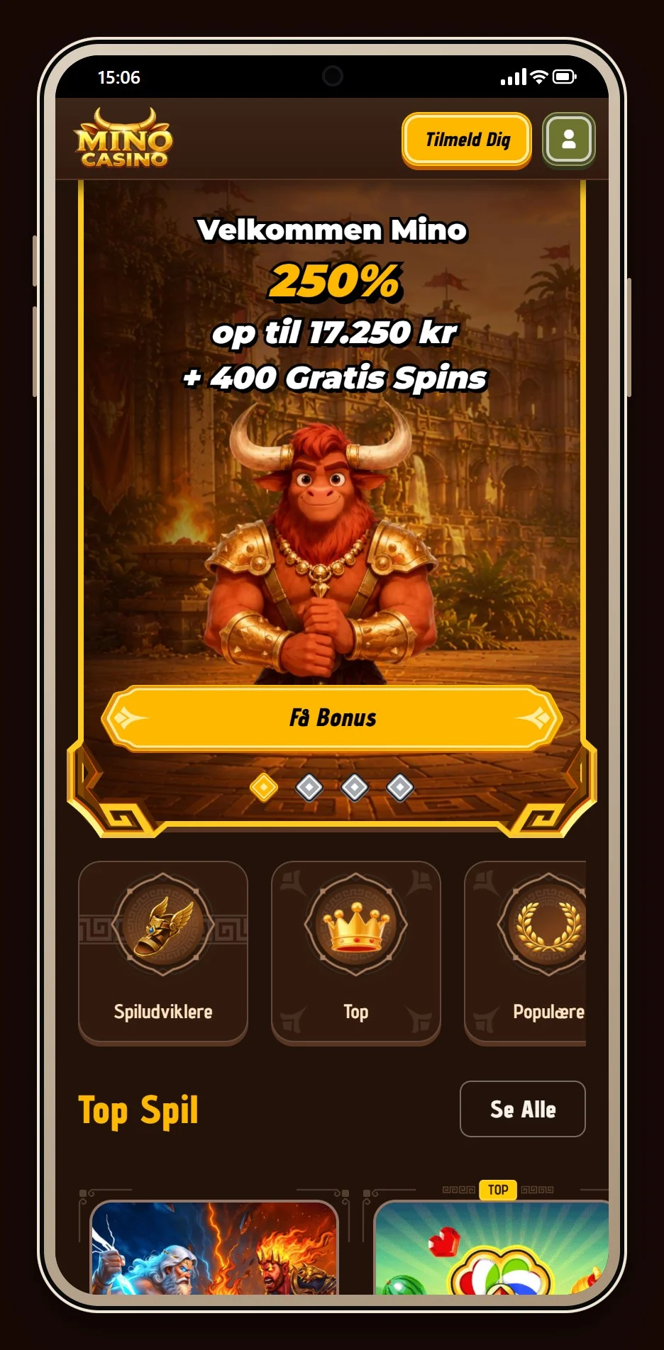 muchbetter casinoer: forsiden hos Mino Casino