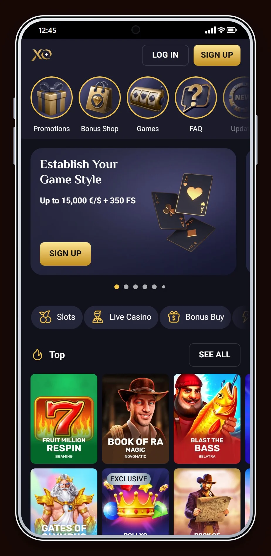 muchbetter casinos: de homepage van casino RollXO