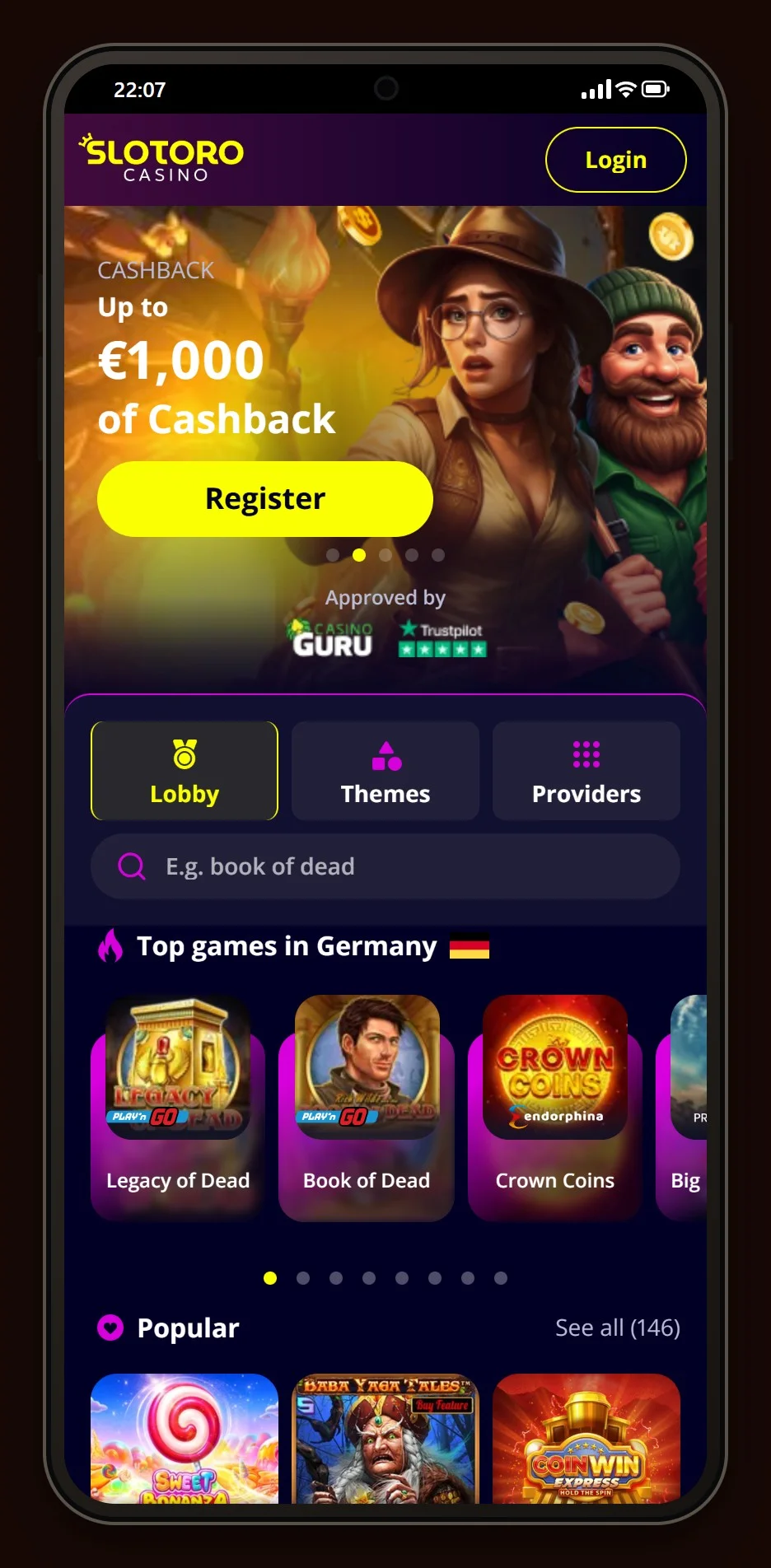 much better casino: forsiden hos Slotoro